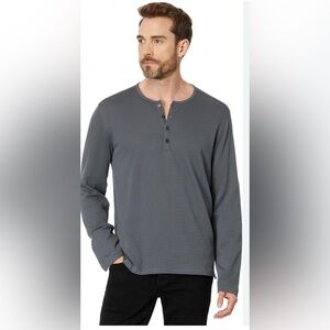 John Varvatos Gray Long Sleeve Henley Shirt